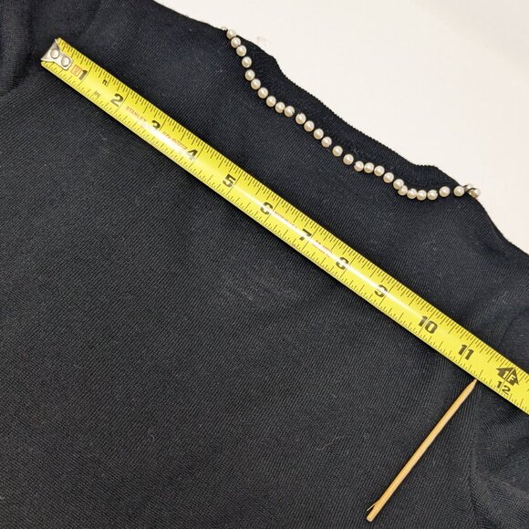 Moschino Cheap and Chic Wool Sweater Size 6 Black w Pearls Velvet Bow 2014 - Picture 7 of 16